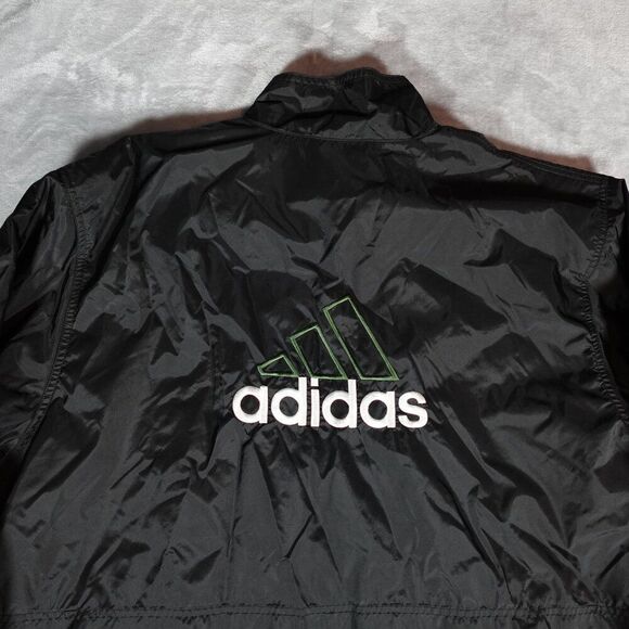 Vintage Adidas Windbreaker Jacket Coat Mens XL Embroidered Logo Black 90s - Picture 2 of 11
